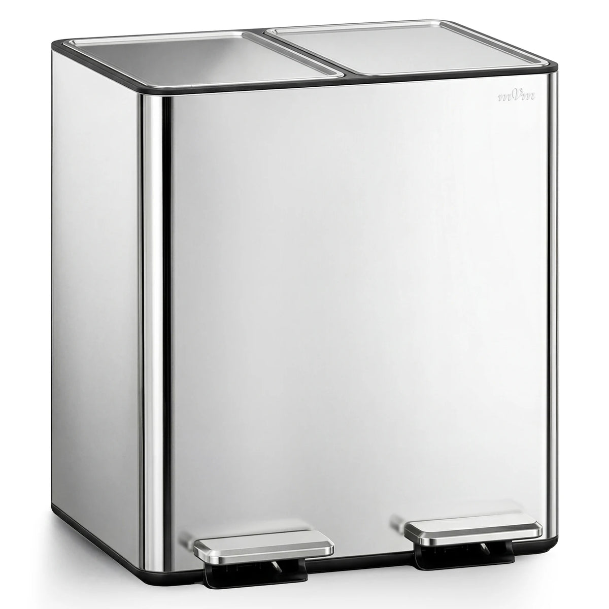 Trash Can Stainless 2 x 30L Kitchen Step Trash Bin for Recycling Waste Sorting Soft Close Lid Stainless lid